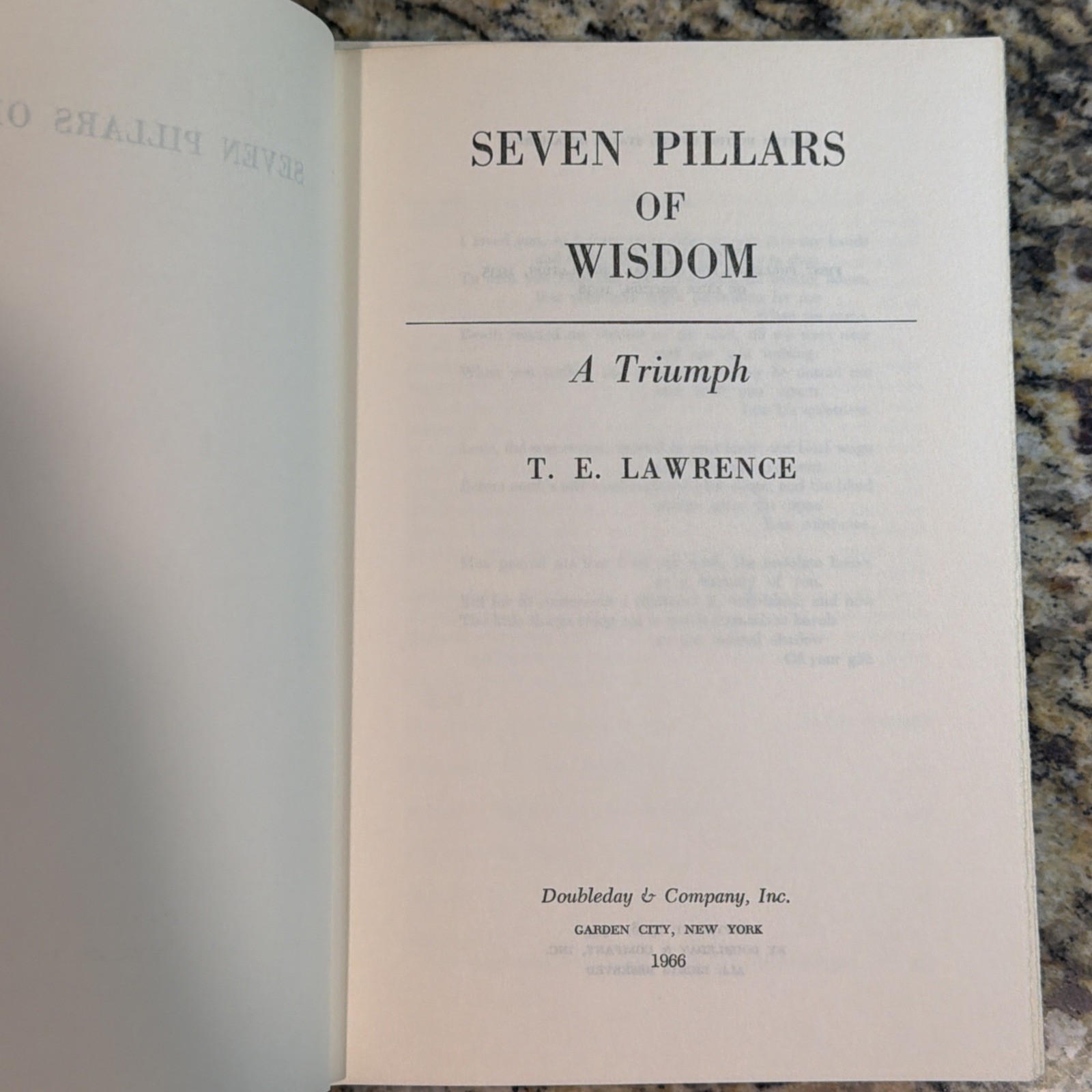 Seven Pillars Of Wisdom T E Lawrence Hardcover Book 1966