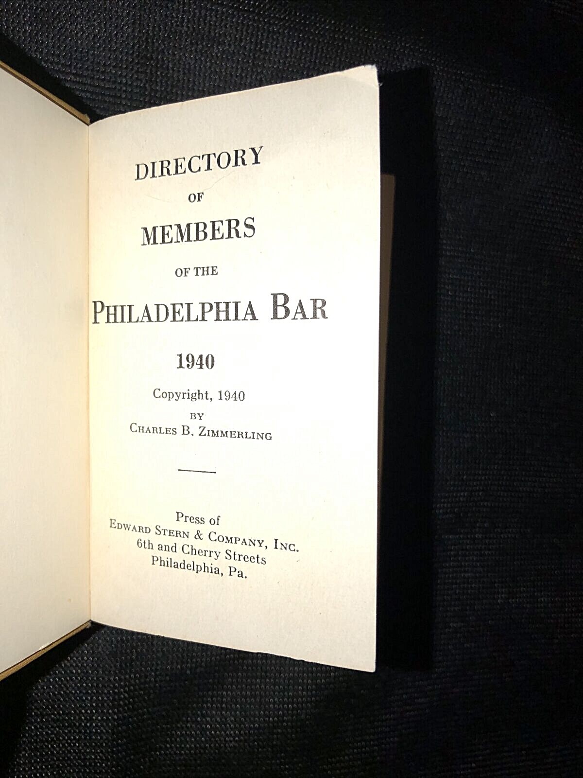 Rare Vintage 1940 Philadelphia Bar Complete Miniature Legal Directory 359 pages