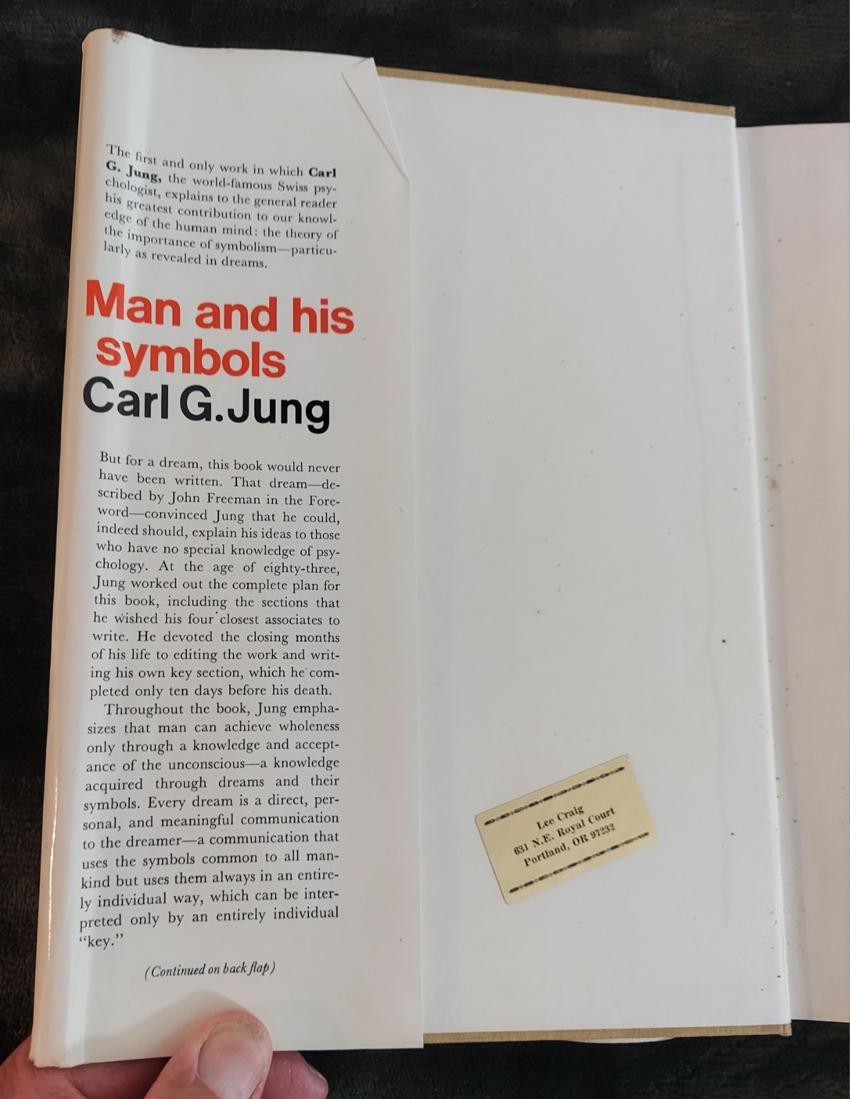 Man and His Symbols by Carl G. Jung Hardcover, Dust Jacket 1964 Classic