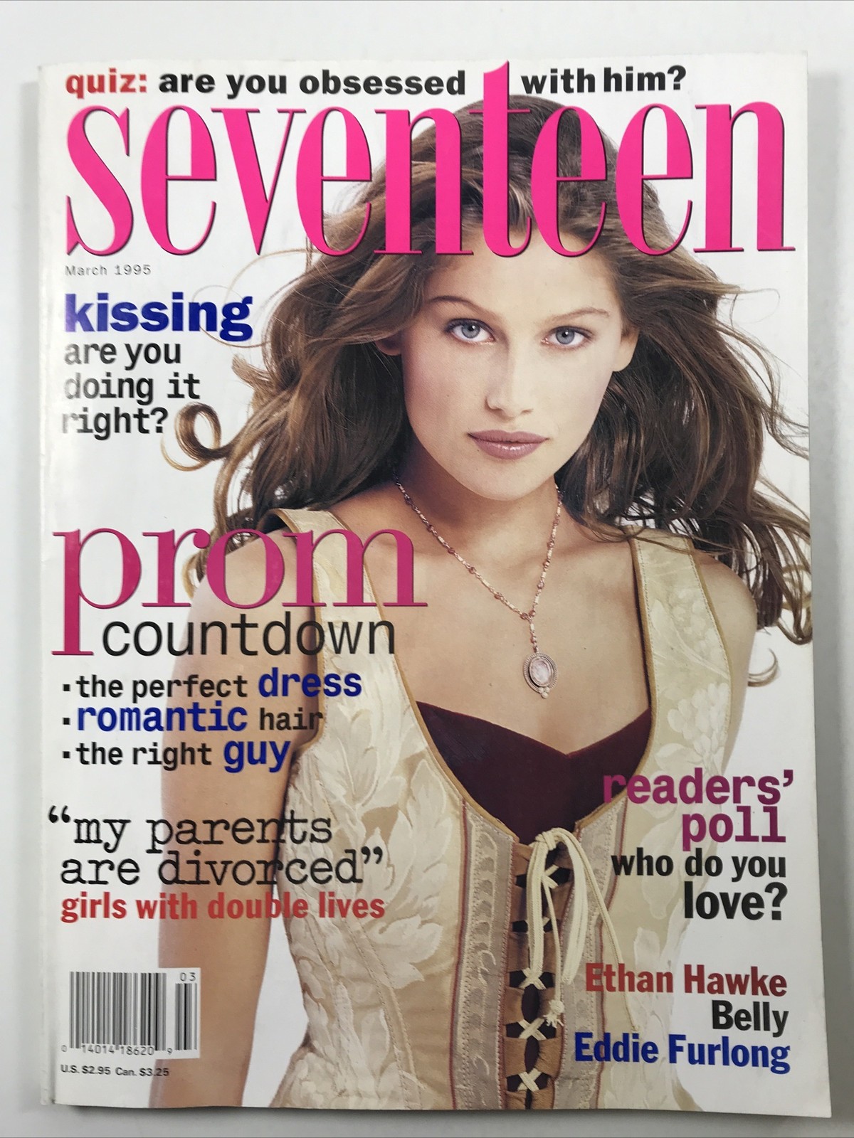 SEVENTEEN magazine March 1995-Fashion makeup hair 90s Laetitia Casta NO LABEL