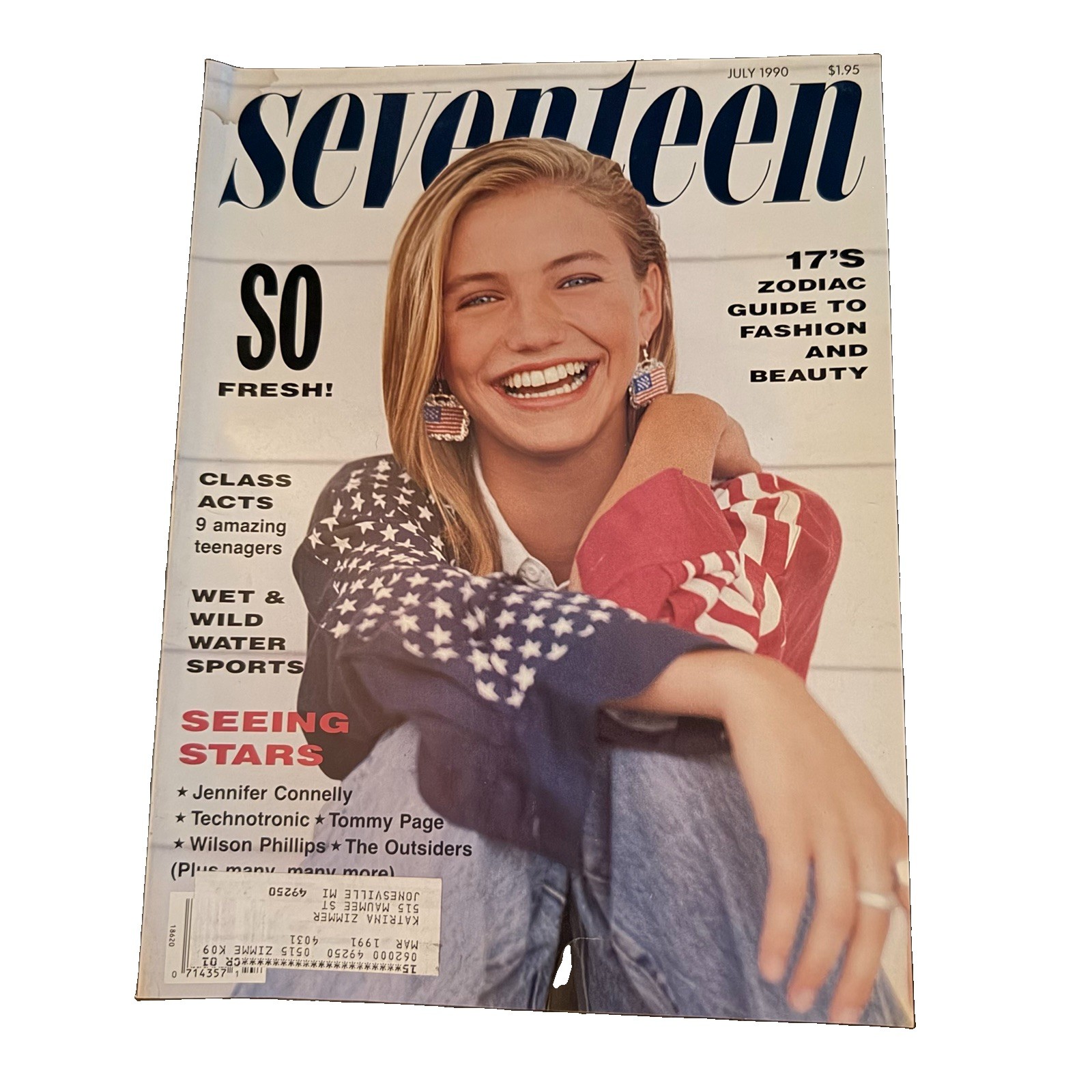 Seventeen magazine July 1990-Fashion makeup hair Cameron Diaz Pop Culture Retro