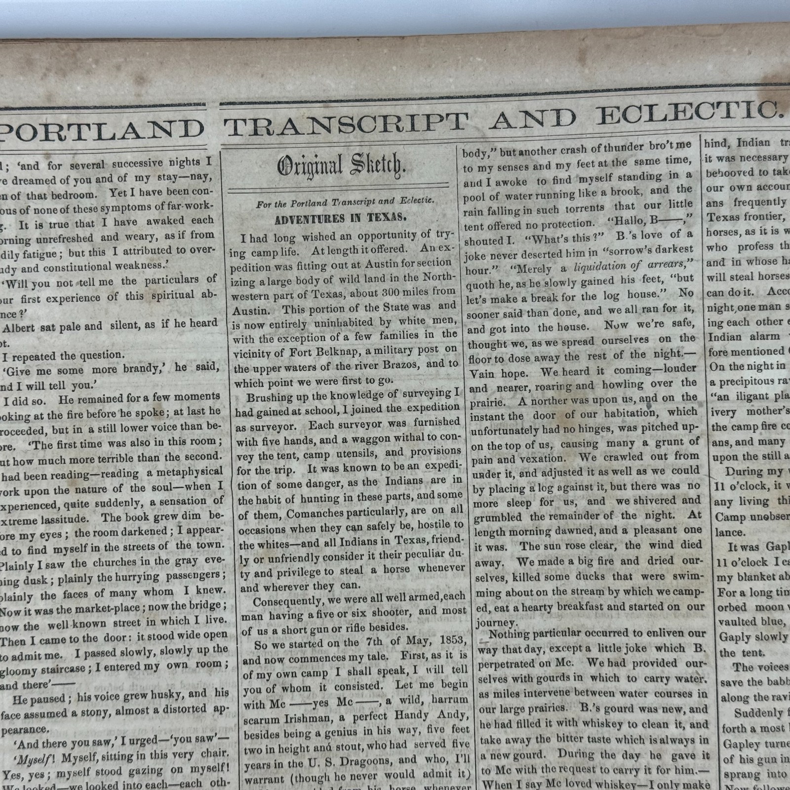 SCARCE 1855-56 Portland Transcript Newspaper Rum Riot Mormon Slavery California