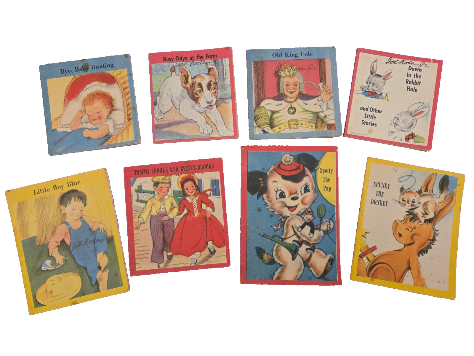 Vintage Miniature Childrens Mini Books Samuel Lowe Animals Illust 1940s LOT OF 8