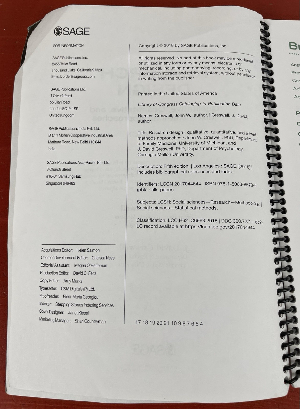 Research Design Fifth Edition John W. & J. David Creswell