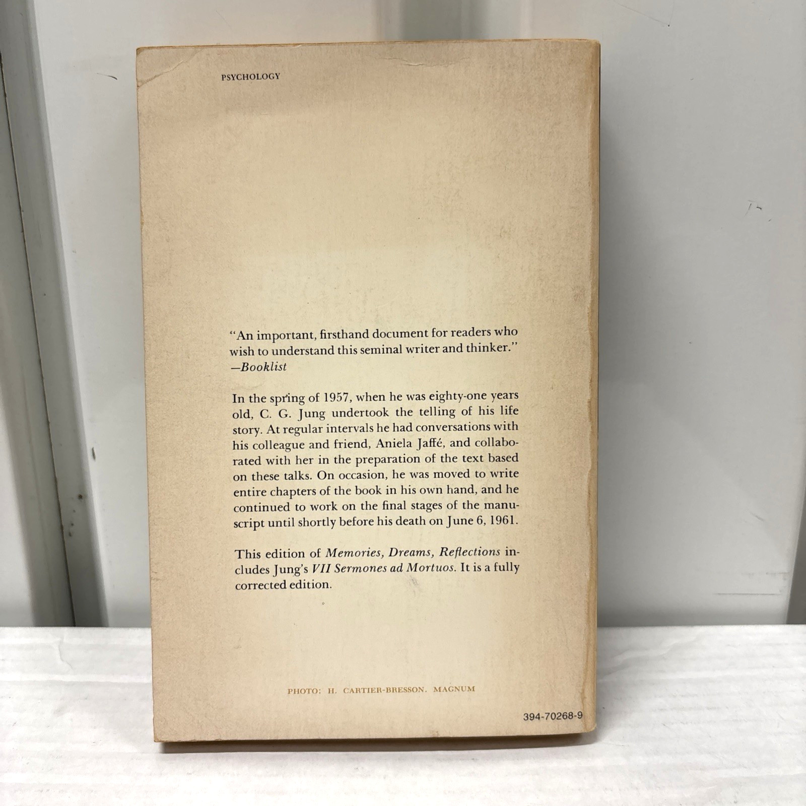 MEMORIES, DREAMS, REFLECTIONS- C. G. JUNG 1965 VINTAGE BOOKS EDITION 394-70268-9