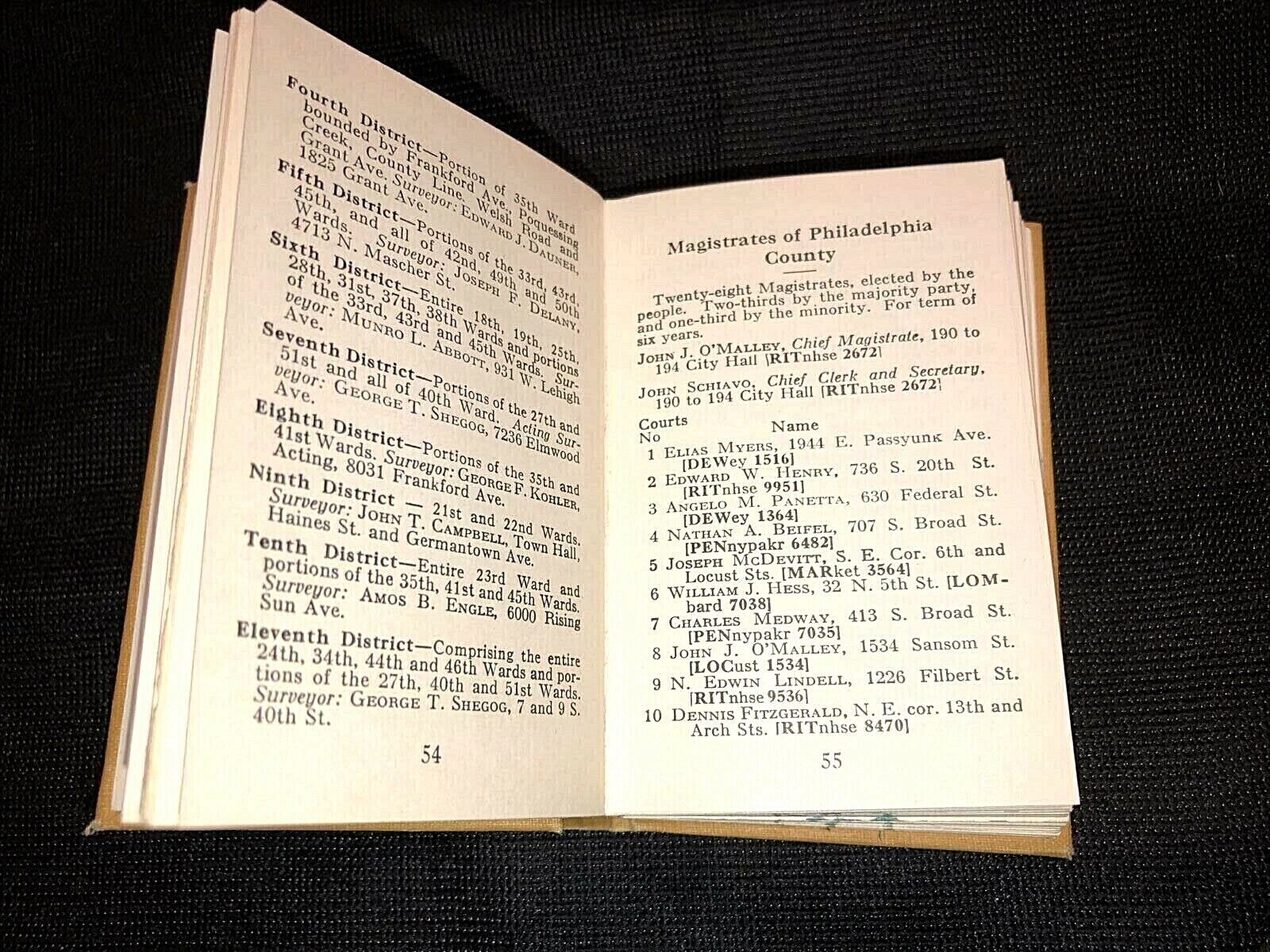 Rare Vintage 1940 Philadelphia Bar Complete Miniature Legal Directory 359 pages