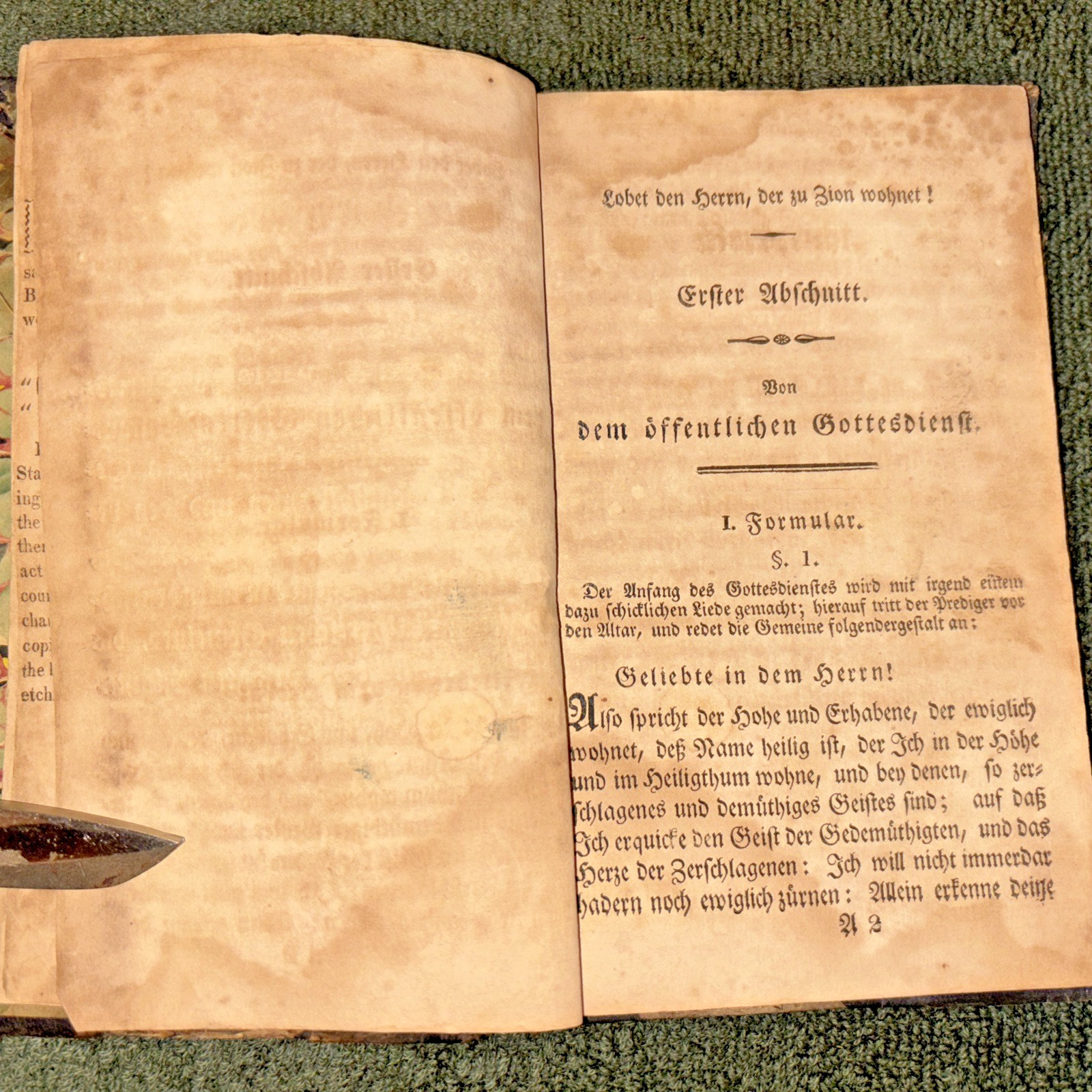 Antique 1818 Book: Liturgie oder Kirchen-Agende ~6.6″ x ~4.25″ x ~0.5″ in German