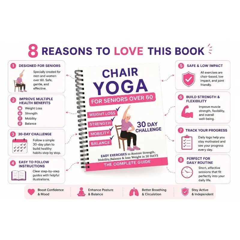 30 Day Chair Yoga Guide for Seniors Over 60 Strength Balance Book