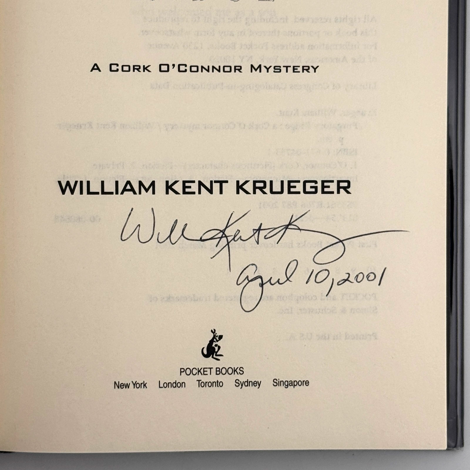 Purgatory Ridge SIGNED by William Kent Krueger (2001, Hardcover) 1st Ed / Print