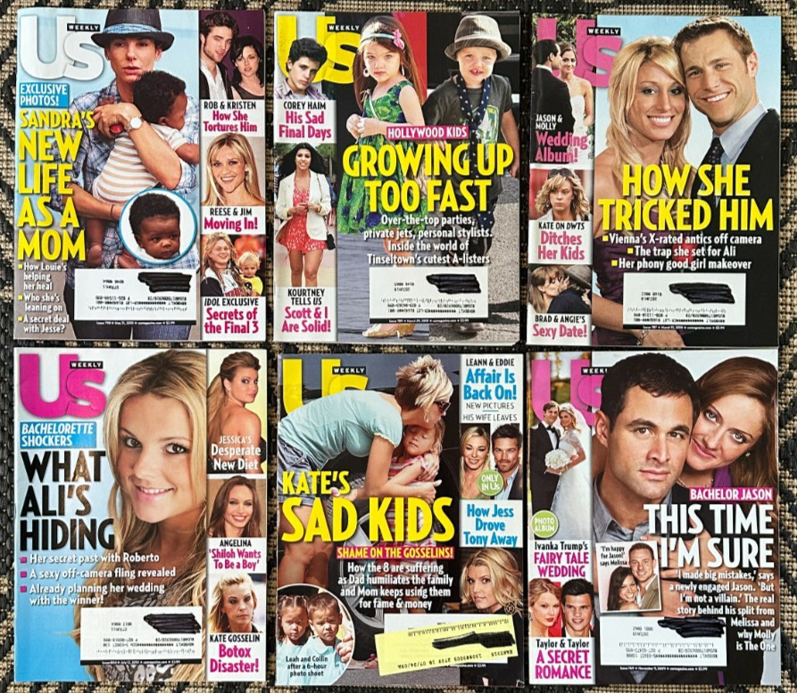 Vintage Lot of 6 US Weekly Magazines 2009-2010 Celebrity Gossip Fashion Party
