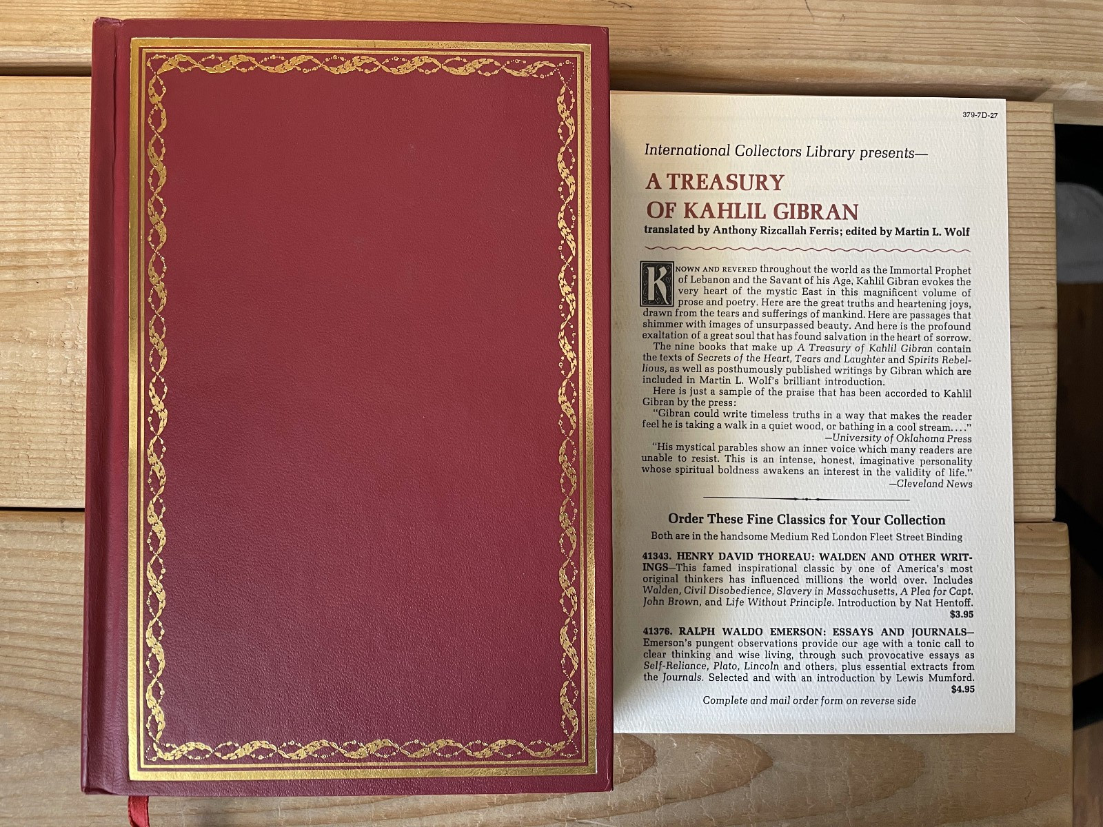 A Treasury of Kahlil Gibran Collector’s Edition 1951 HC Includes Mail Order Slip