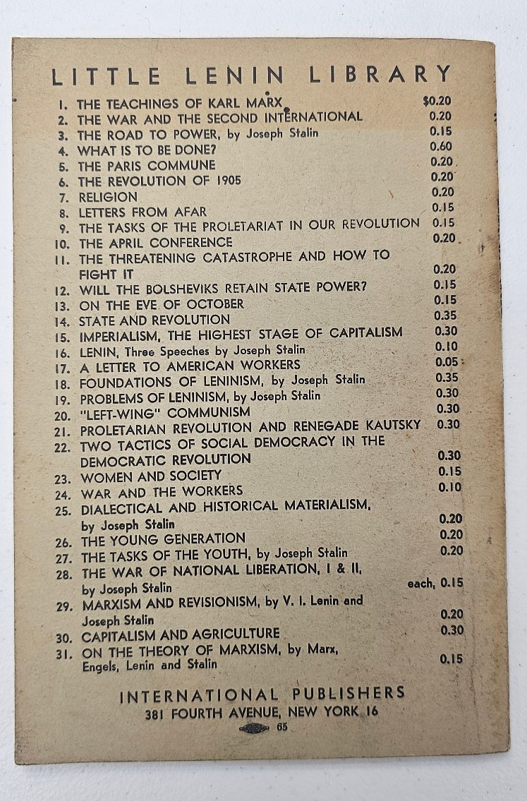 Little Lenin Library: Volume 27 – Tasks of the Youth by Joseph Stalin 1940