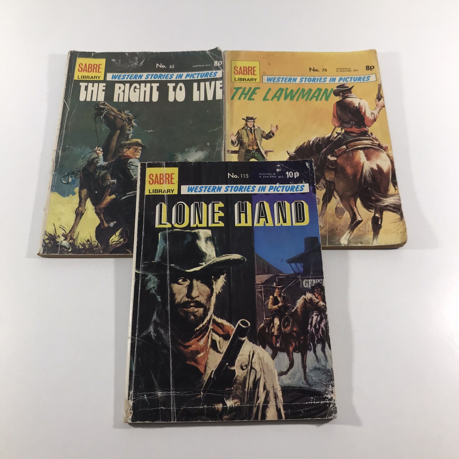 Sabre Library Western Stories In Pictures Vintage Bundle Lot Numbers 65 76 115