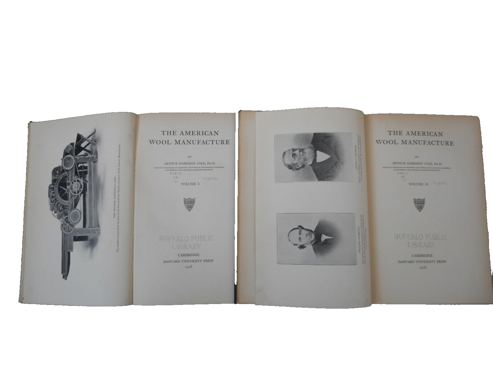 The American Wool Manufacture Arthur Cole 2 Volumes First ed. 1926 Illustrated