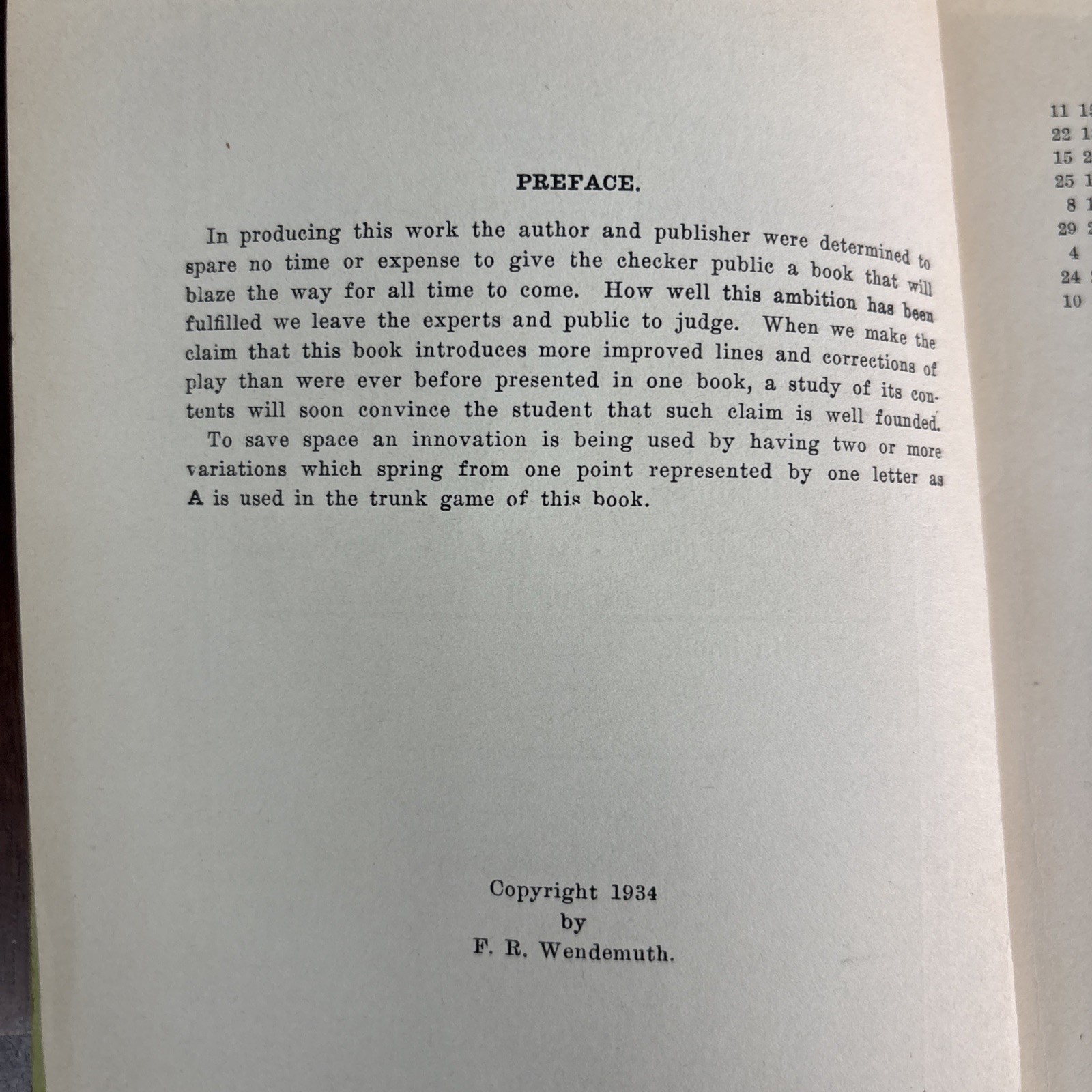 Duffy’s Single Corner The Game of Checkers Draughts 1934 PB Book F.R. Wendemuth