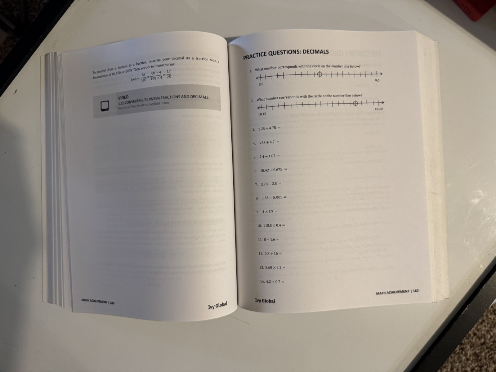 Ivy Global ISEE Math Edition 1.2 Prep Book – Pages Clean No Writing Inside Book