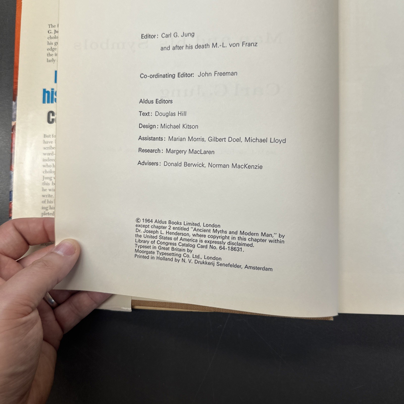 Man and his Symbols by Carl G. Jung, 1st US Printing 1964 HCDJ